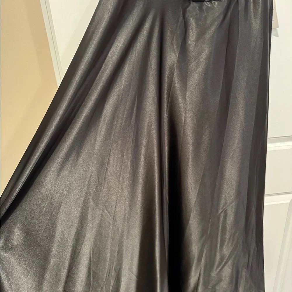 Black Satin Evening Formal Gown - Picture 3 of 6